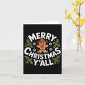 Merry Christmas Yall Gingerbread Cowboy Howdy West Kaart (Gele Bloem)