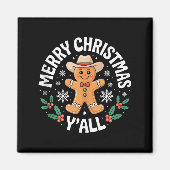 Merry Christmas Yall Gingerbread Cowboy Howdy West Magneet (Voorkant)