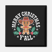 Merry Christmas Yall Gingerbread Cowboy Howdy West Magneet (Voorkant)