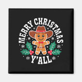Merry Christmas Yall Gingerbread Cowboy Howdy West Magneet (Voorkant)