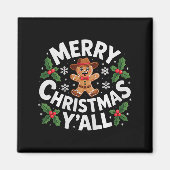 Merry Christmas Yall Gingerbread Cowboy Howdy West Magneet (Voorkant)