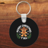 Merry Christmas Yall Gingerbread Cowboy Howdy West Sleutelhanger (Voorkant)