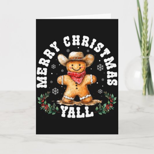 Merry Christmas Yall Gingerbread Cowboy Western Xm Kaart (Voorkant)