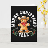 Merry Christmas Yall Gingerbread Cowboy Western Xm Kaart (Gele Bloem)