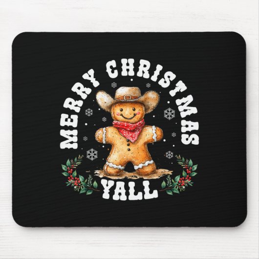 Merry Christmas Yall Gingerbread Cowboy Western Xm Muismat (Voorkant)