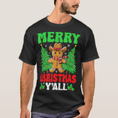 Merry Christmas Yall Gingerbread Cowboy Xmas Howdy T-shirt (Voorkant)