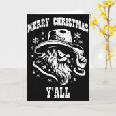 Merry Christmas Yall Santa Cowboy Xmas Country Men Kaart (Gele Bloem)