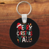 Merry Christmas Y'all Santa Hat Crochet Knitting Q Sleutelhanger (Voorkant)