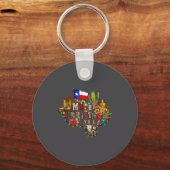Merry Christmas Y'all Texas Map Santa Hat Mens Wom Sleutelhanger (Voorkant)