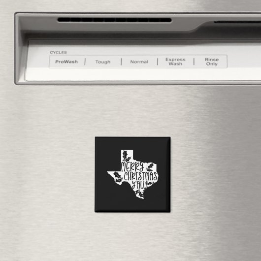 Merry Christmas Yall Texas Mistletoe White Graphic Magneet (Insitu (Vaatwasser))