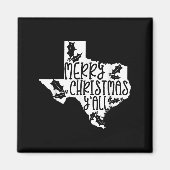 Merry Christmas Yall Texas Mistletoe White Graphic Magneet (Voorkant)
