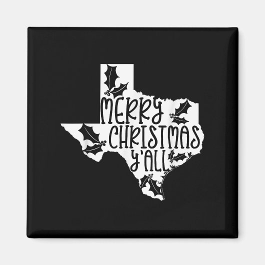 Merry Christmas Yall Texas Mistletoe White Graphic Magneet (Voorkant)