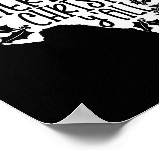 Merry Christmas Yall Texas Mistletoe White Graphic Poster (Hoek)