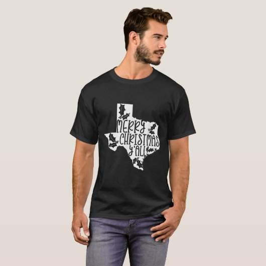 Merry Christmas Yall Texas Mistletoe White Graphic T-shirt (Voorkant volledig)
