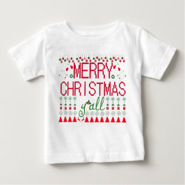 "Merry Christmas Y'all" Ugly Sweater Baby Tee