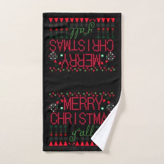 "Merry Christmas Y'all" Ugly Sweater Bad Handdoek (Handdoek)