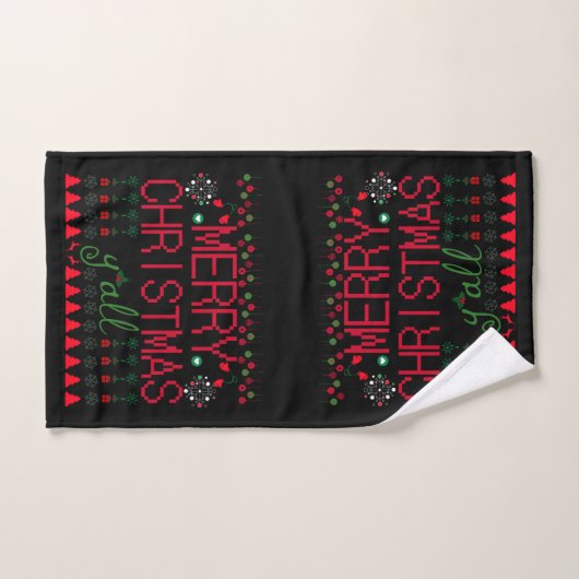 "Merry Christmas Y'all" Ugly Sweater Bad Handdoek (Handdoek)
