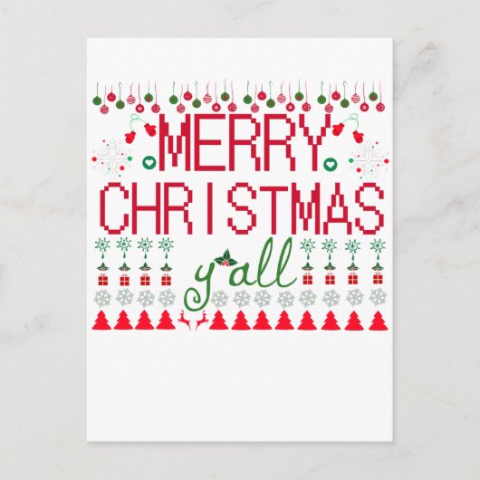 Merry Christmas Y'all Ugly Sweater Briefkaart (Voorkant)