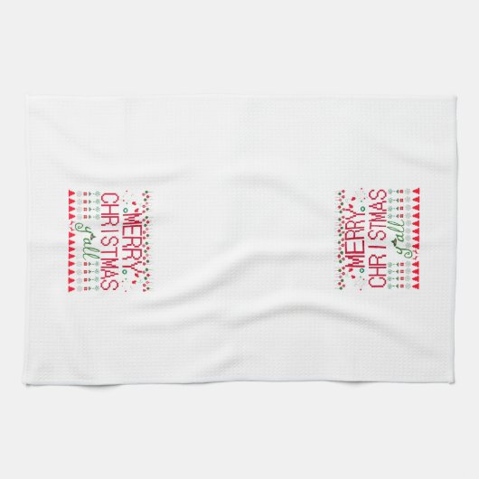"Merry Christmas Y'all" Ugly Sweater Theedoek (Horizontaal)
