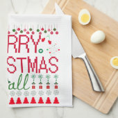 "Merry Christmas Y'all" Ugly Sweater Theedoek (Quarter Fold)