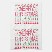 "Merry Christmas Y'all" Ugly Sweater Theedoek (Verticaal)