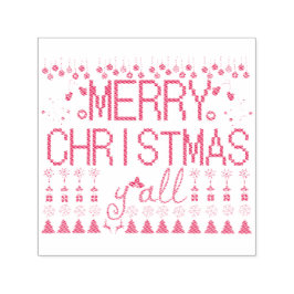 Merry Christmas Y'all Ugly Sweater Zelfinktende Stempel