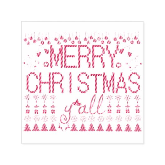 Merry Christmas Y'all Ugly Sweater Zelfinktende Stempel (Design)