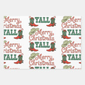 Merry Christmas Yall Western Country Cowboy Xmas Inpakpapier Vel (Voorkant)