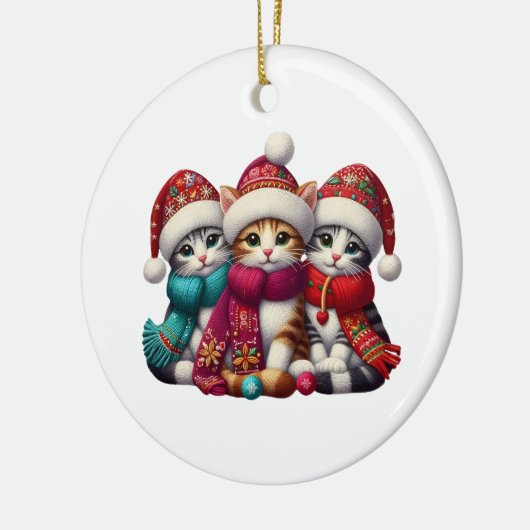 Merry Christmas Yarn Cat Ornament  (Links)