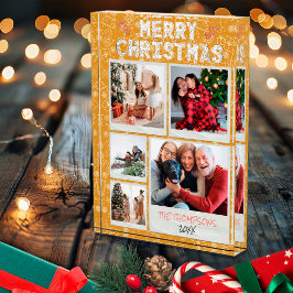 Merry Christmas Yellow Doodles 5 Photo Family Xmas Fotoblokken