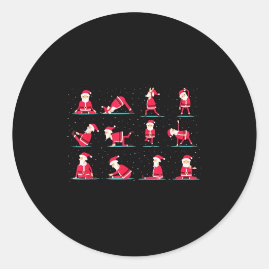 Merry Christmas Yoga Santa Practice Yoga Xmas Medi Ronde Sticker (Voorkant)