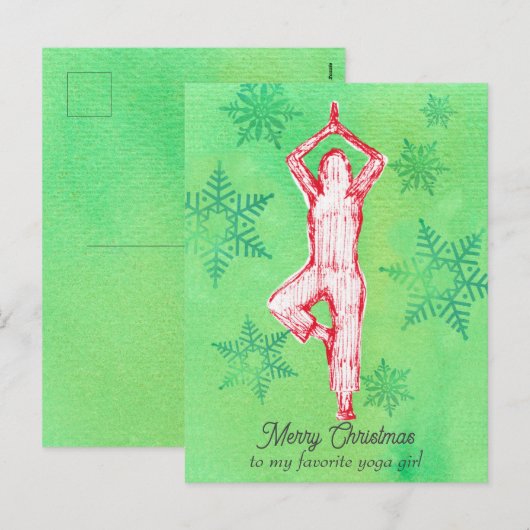 Merry Christmas Yoga Tree Pose Personalized Feestdagenkaart (Voorkant / Achterkant)