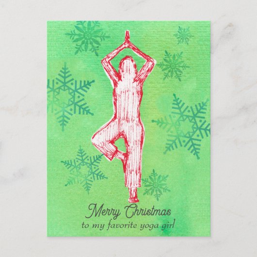 Merry Christmas Yoga Tree Pose Personalized Feestdagenkaart (Voorkant)