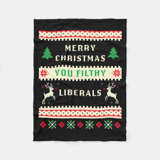 Merry Christmas You Filthy Liberals – Funny Retro  Fleece Deken (Voorkant)