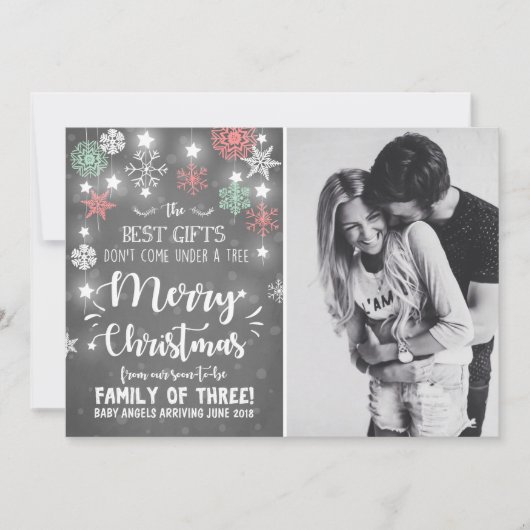Merry Christmas zwangerschap krijtbord aankondigin Feestdagenkaart (Voorkant)