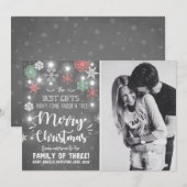 Merry Christmas zwangerschap krijtbord aankondigin Feestdagenkaart (Voorkant / Achterkant)