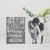 Merry Christmas zwangerschap krijtbord aankondigin Feestdagenkaart (Staand voorkant)