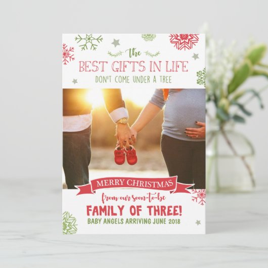 Merry Christmas zwangerschapskaart Feestdagenkaart (Staand voorkant)