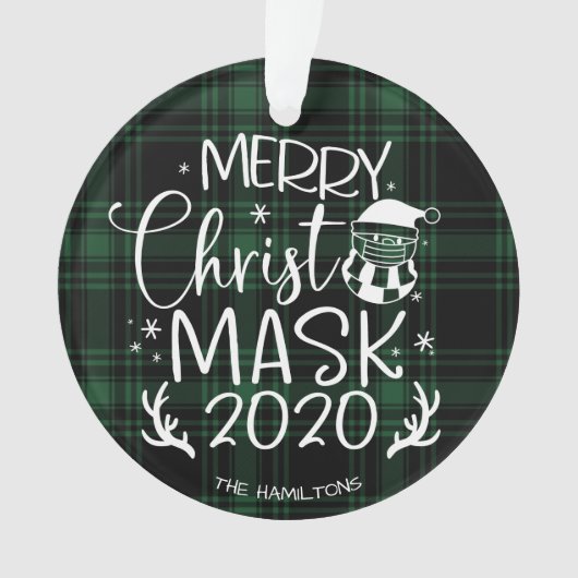 Merry ChristMask 2020 Schattige Grappig Covid Groe Ornament (voorkant)