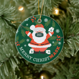 Merry Christmask Fun Santa Mask & Toilet Paper Keramisch Ornament