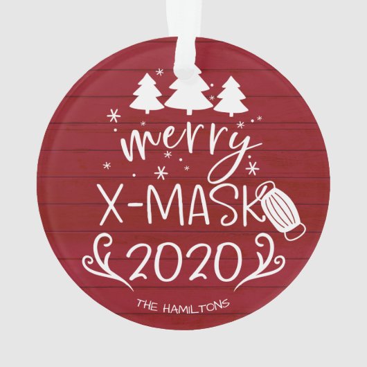 Merry ChristMask Funny 2020 Covid Pandemic Red Ornament (achterkant)