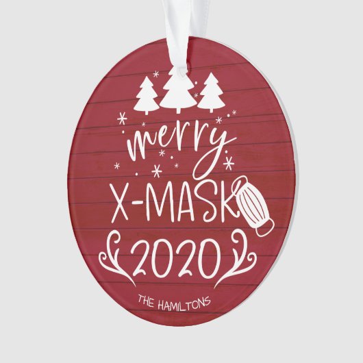 Merry ChristMask Funny 2020 Covid Pandemic Red Ornament (voorkant)