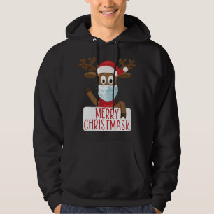 Merry Christmask Reindeer Face Masker Funny Christ Hoodie