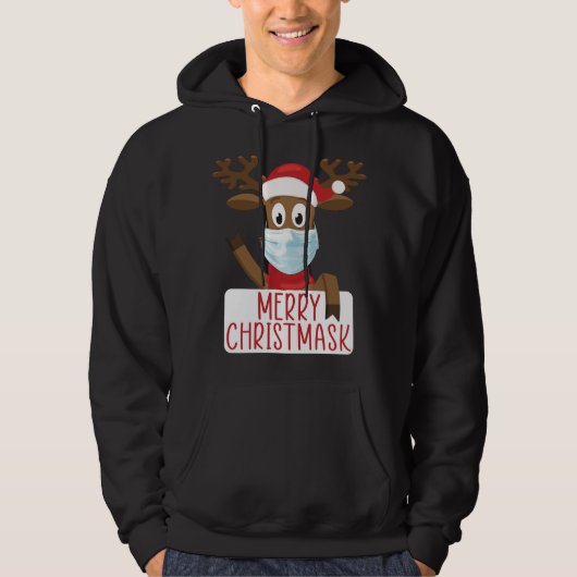 Merry Christmask Reindeer Face Masker Funny Christ Hoodie (Voorkant)