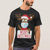 Merry Christmask Reindeer Face Masker Funny Christ T-shirt (Voorkant)
