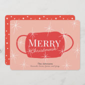 Merry Christmask Retro Roze Kerst Kaart (Voorkant / Achterkant)