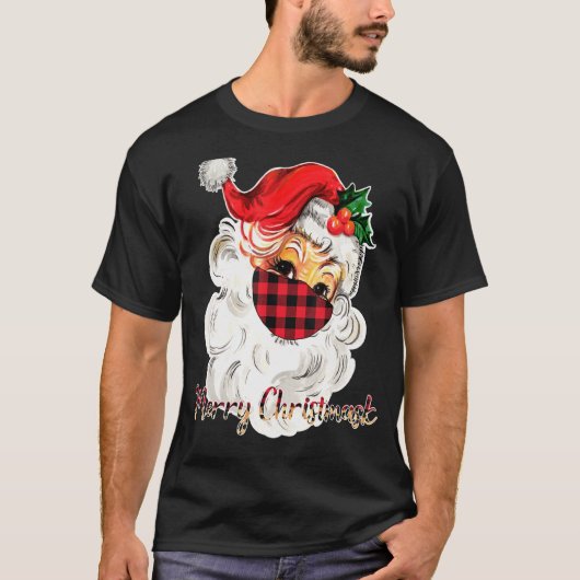 Merry Christmask Santa Face Draag Buffalo Pset Mas T-shirt (Voorkant)