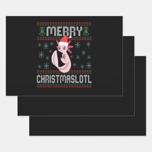 Merry Christmaslotl Cute Axolotl Ugly Sweater Gift Inpakpapier Vel (Set)