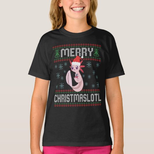 Merry Christmaslotl Cute Axolotl Ugly Sweater Gift T-shirt (Voorkant)