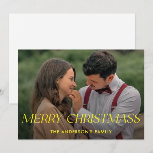 Merry Christmass Familie Fotonaam Holiday Card Feestdagenkaart (Voorkant / Achterkant)
